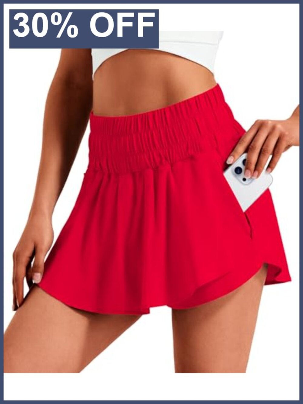 High Waist Athletic Tennis Skort with Zipper Pockets and Built-in Liner